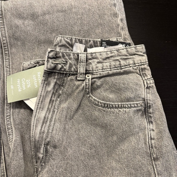 H&M high waist wide leg gray denim jeans - Picture 3 of 5